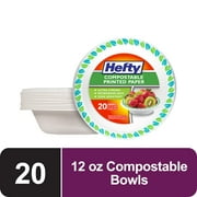 Hefty Compostable Printed Paper Bowls, 12 ounce Capacity, 20 Count